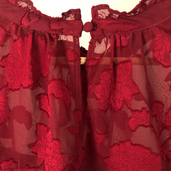 TOP - Women's Torrid Red Chiffon Floral Flutter Sleeve Bubble Hem Top. Size 3X. - Picture 12 of 16